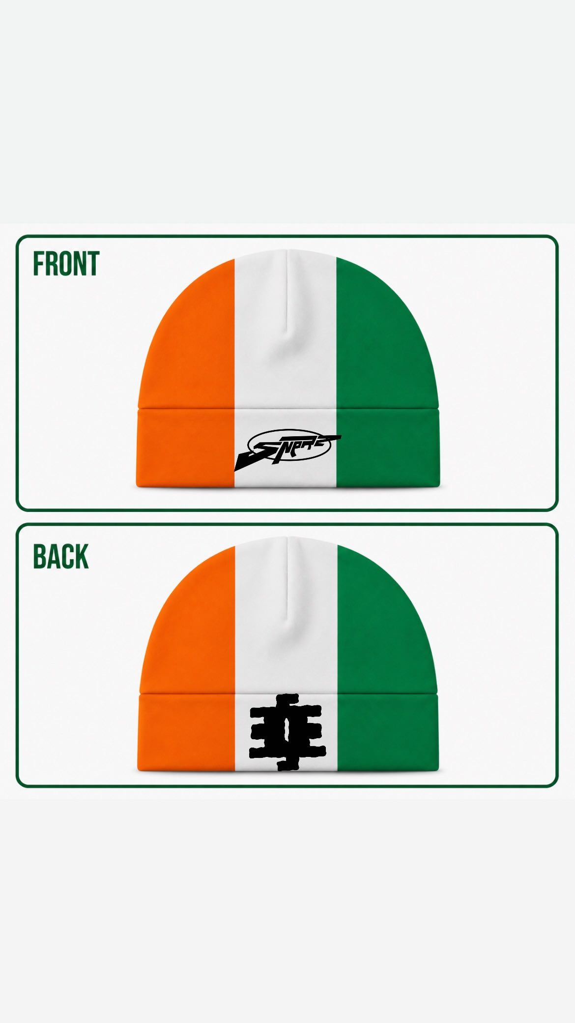 Côte d'Ivoire flag skull cap — front and back