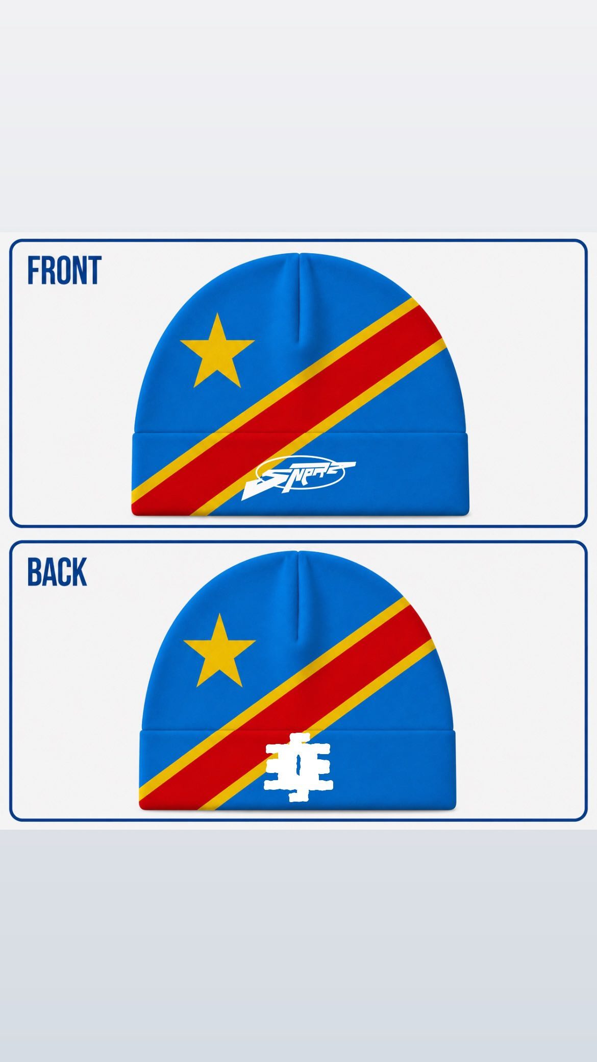 DR Congo flag skull cap — front and back