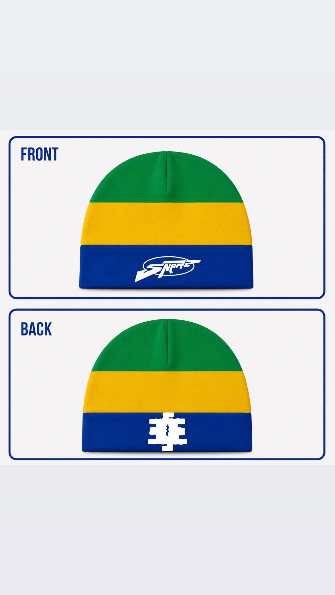 Gabon flag skull cap — front and back