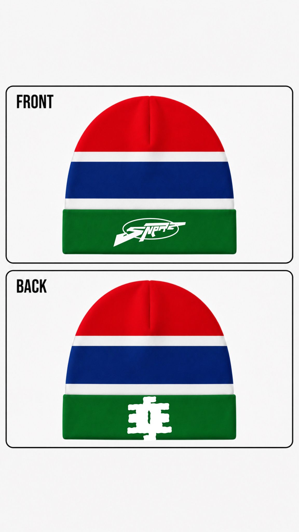 Gambia flag skull cap — front and back