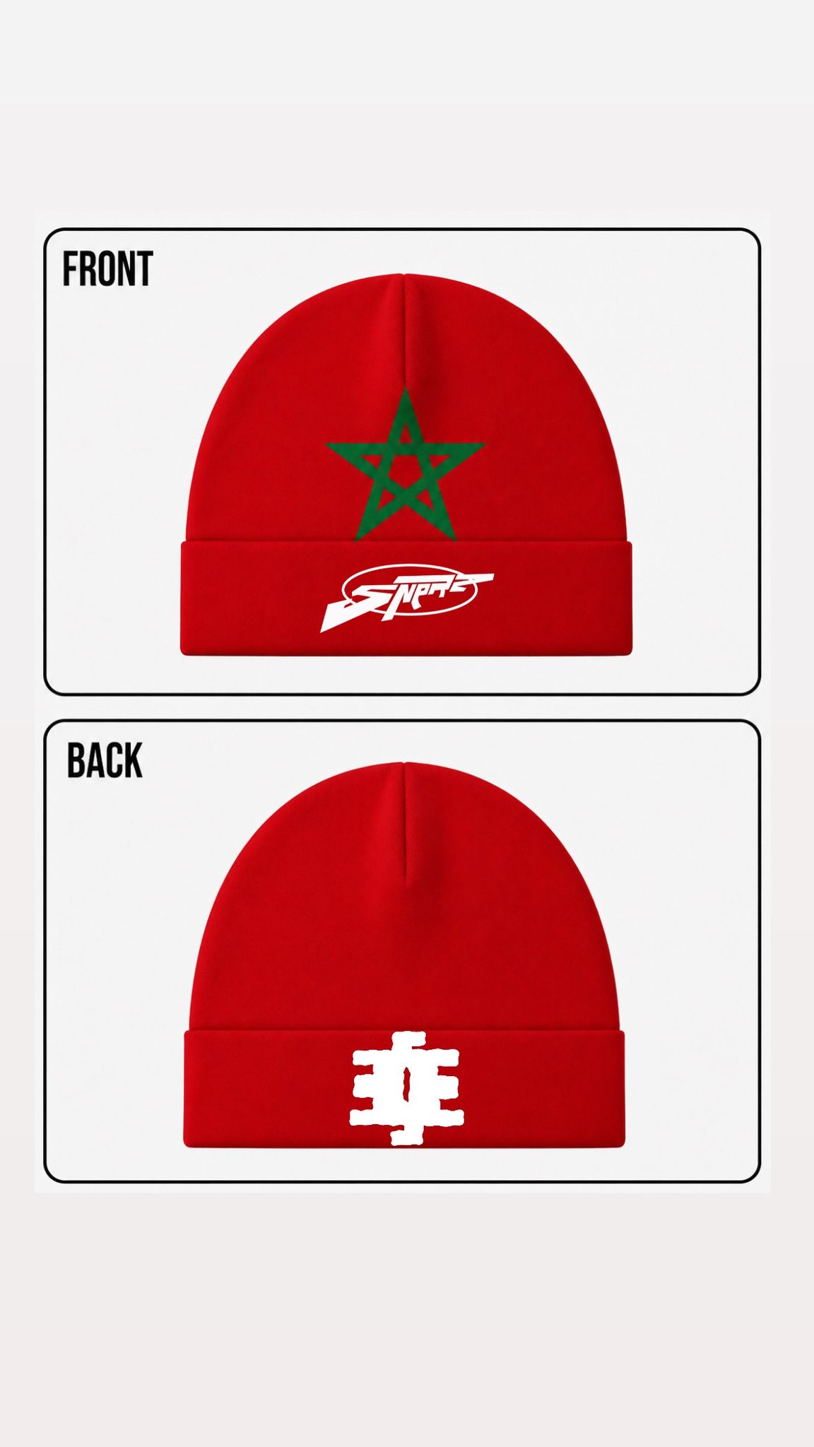 Morocco flag skull cap — front and back