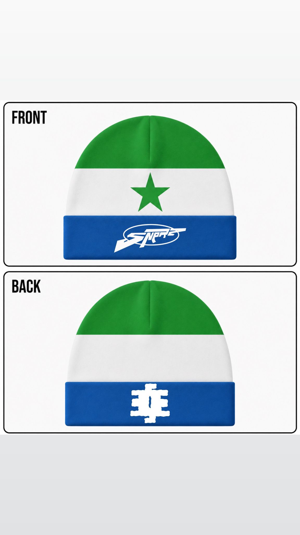 Sierra Leone flag skull cap — front and back